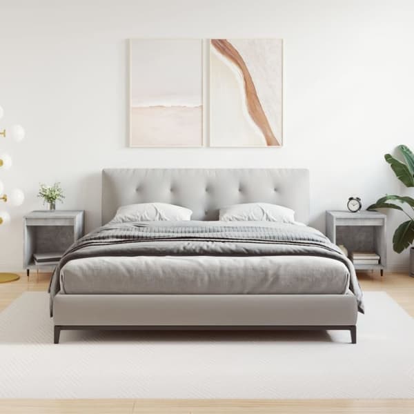 vidaXL sengeborde 2 stk. 40x35x50 cm konstrueret træ betongrå