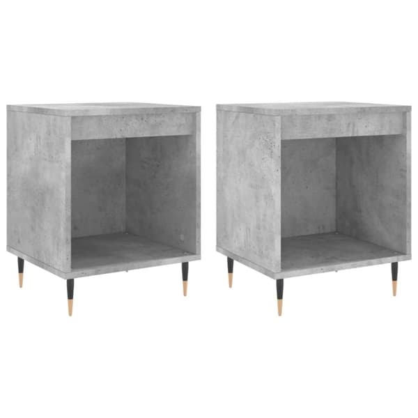 vidaXL sengeborde 2 stk. 40x35x50 cm konstrueret træ betongrå