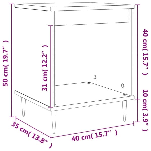 vidaXL sengeborde 2 stk. 40x35x50 cm konstrueret træ røget egetræ