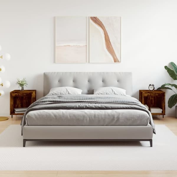 vidaXL sengeborde 2 stk. 40x35x50 cm konstrueret træ røget egetræ