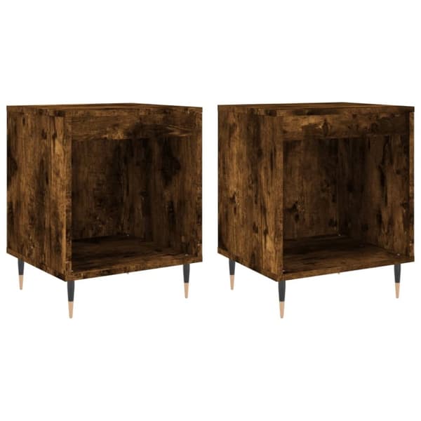 vidaXL sengeborde 2 stk. 40x35x50 cm konstrueret træ røget egetræ