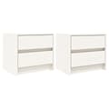 Miniatyrbillede 1 af 11: vidaXL sengeborde 2 stk. 40x31x35,5 cm massivt fyrretræ hvid