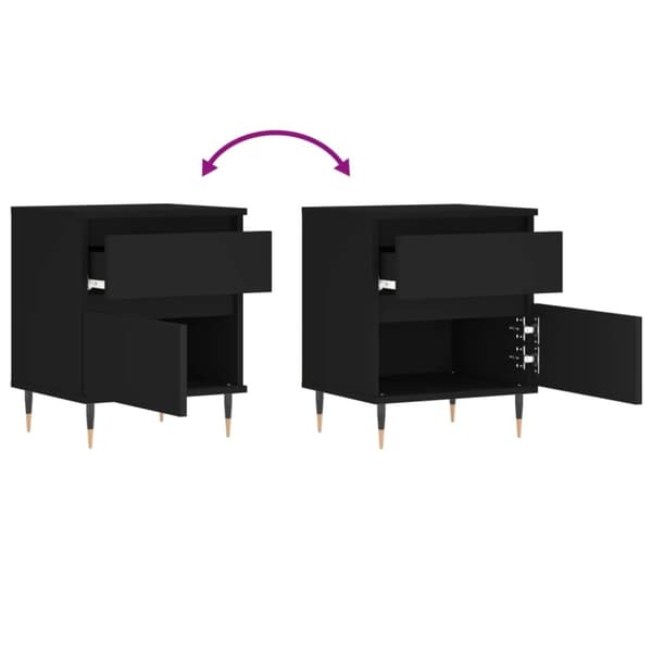 vidaXL sengeborde 2 stk. 40x35x50 cm konstrueret træ sort