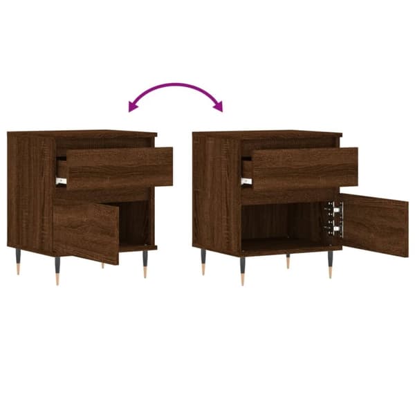 vidaXL Yöpöydät 2 kpl ruskea tammi 40x35x50 cm tekninen puu