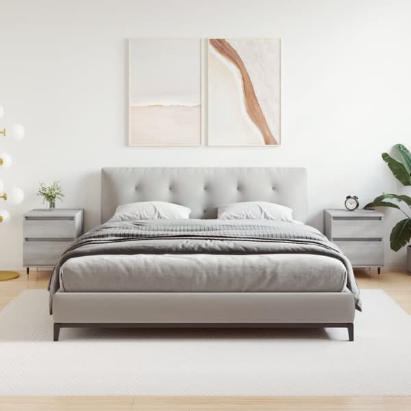 vidaXL sengeborde 2 stk. 40x35x50 cm konstrueret træ grå sonoma-eg