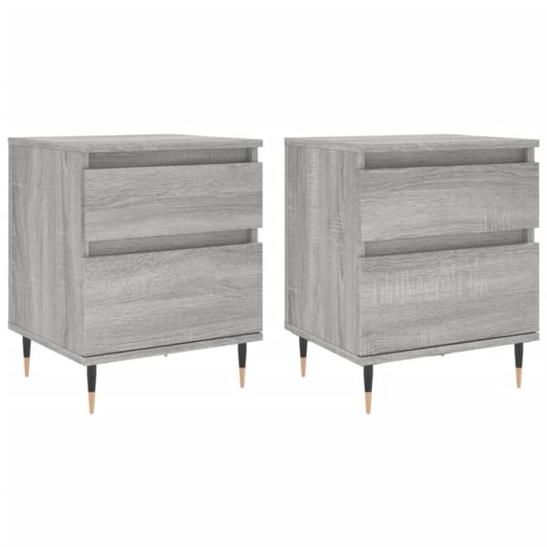 vidaXL sengeborde 2 stk. 40x35x50 cm konstrueret træ grå sonoma-eg