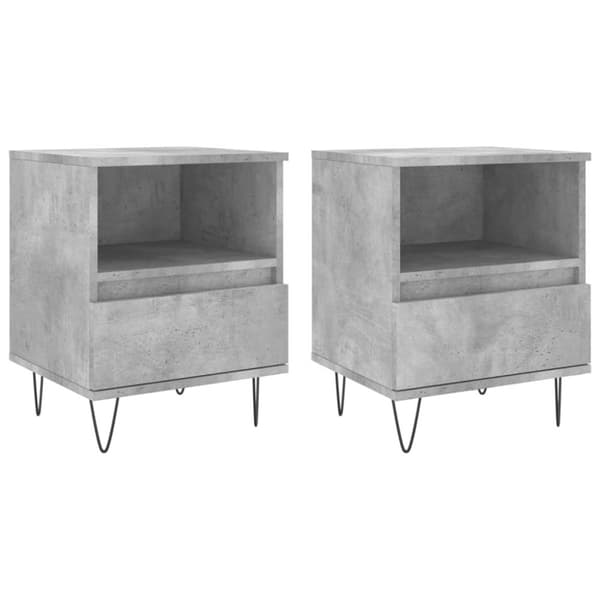 vidaXL sengeborde 2 stk. 40x35x50 cm konstrueret træ betongrå