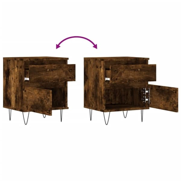 vidaXL Nattbord 2 stk røkt eik 40x35x50 cm konstruert tre