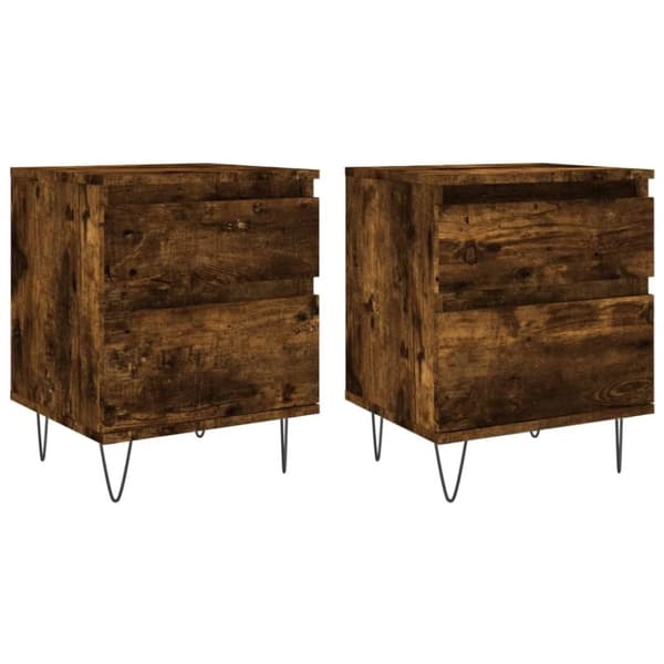 vidaXL Nattbord 2 stk røkt eik 40x35x50 cm konstruert tre