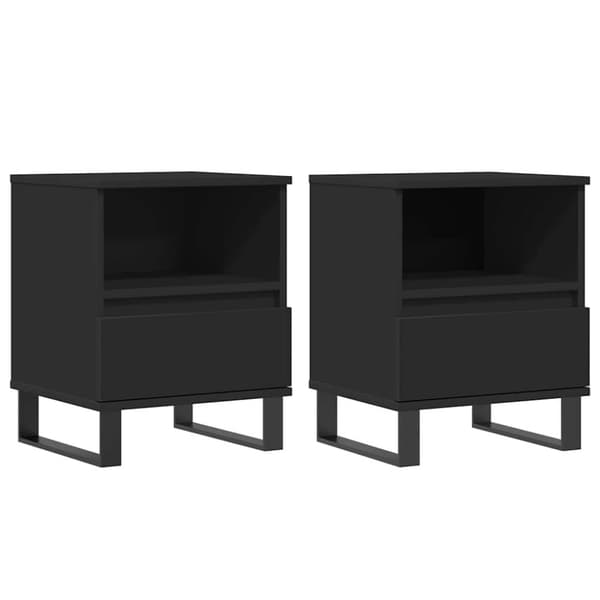 vidaXL sengeborde 2 stk. 40x35x50 cm konstrueret træ sort