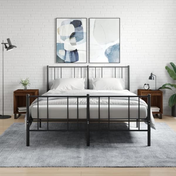 vidaXL sengeborde 2 stk. 40x35x50 cm brun egetræsfarve