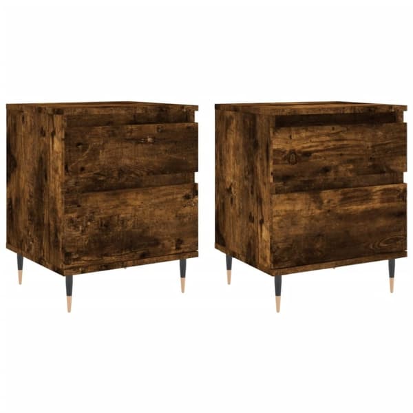 vidaXL sengeborde 2 stk. 40x35x50 cm røget egetræsfarve
