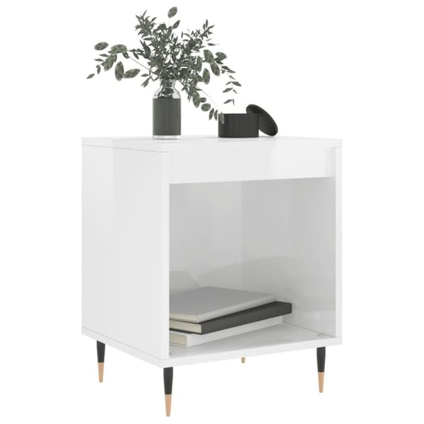 vidaXL Nattbord høyglans hvit 40x35x50 cm konstruert tre