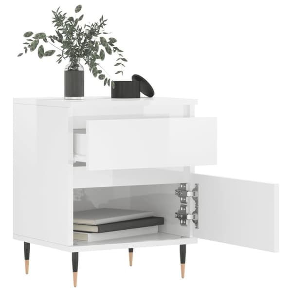 vidaXL Sängbord vit högglans 40x35x50 cm konstruerat trä