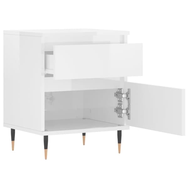 vidaXL Sängbord vit högglans 40x35x50 cm konstruerat trä
