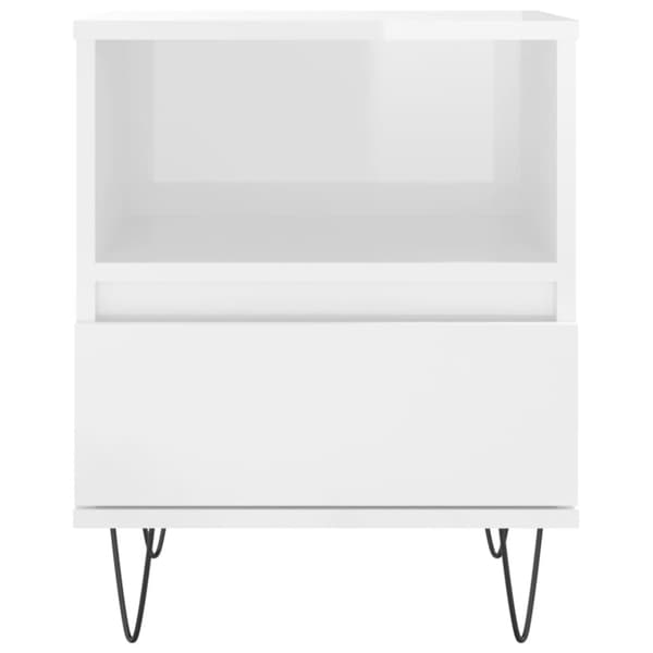 vidaXL sengeskab 40x35x50 cm konstrueret træ hvid højglans