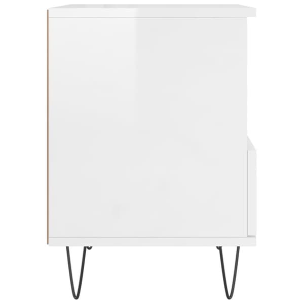 vidaXL sengeskab 40x35x50 cm konstrueret træ hvid højglans