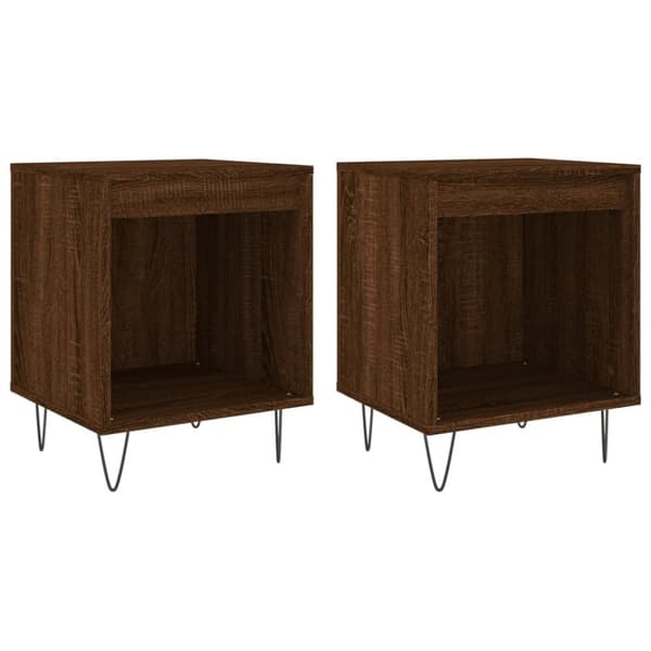 vidaXL sengeborde 2 stk. 40x35x50 cm brun egetræsfarve