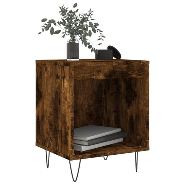 vidaXL sengeborde 2 stk. 40x35x50 cm konstrueret træ røget egetræ