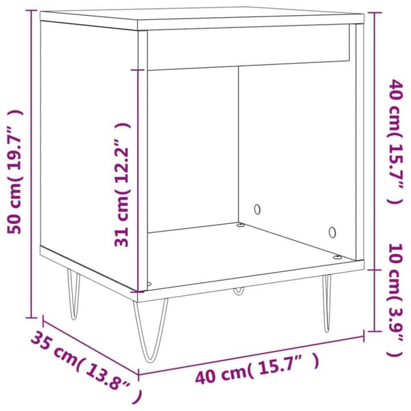 vidaXL sengeborde 2 stk. 40x35x50 cm konstrueret træ røget egetræ