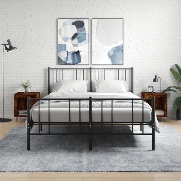 vidaXL sengeborde 2 stk. 40x35x50 cm konstrueret træ røget egetræ