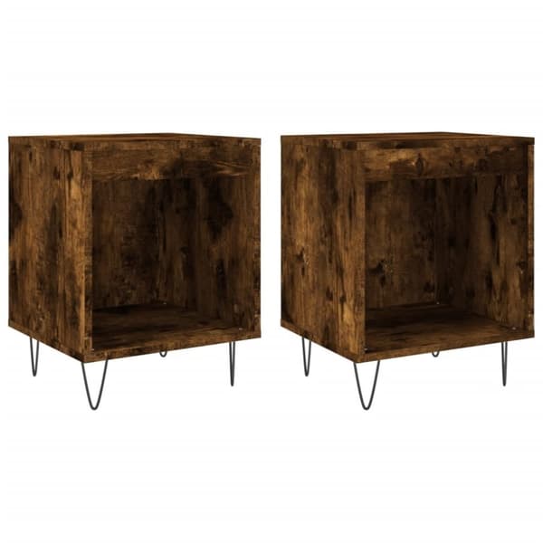vidaXL sengeborde 2 stk. 40x35x50 cm konstrueret træ røget egetræ