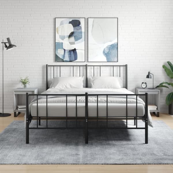 vidaXL sengeborde 2 stk. 40x35x50 cm konstrueret træ grå sonoma-eg