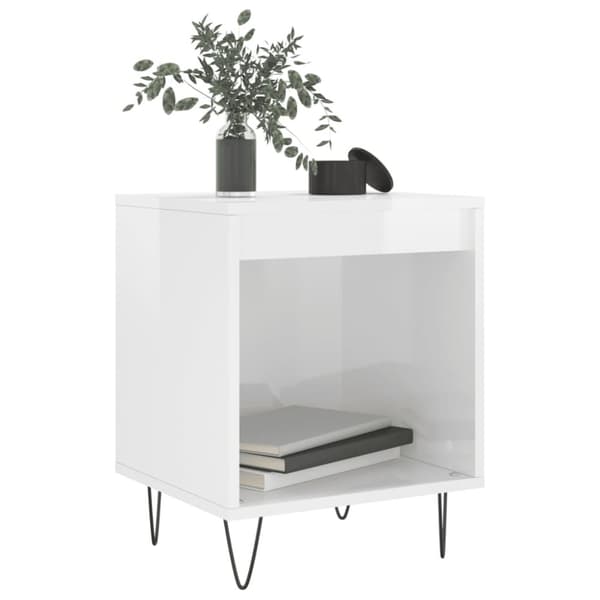 vidaXL sengeskab 40x35x50 cm konstrueret træ hvid højglans