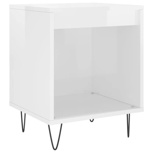 vidaXL sengeskab 40x35x50 cm konstrueret træ hvid højglans