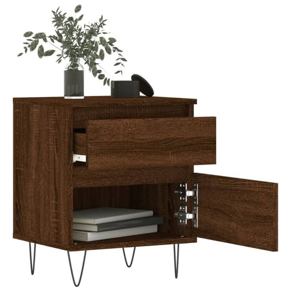 vidaXL Nattbord 2 stk brun eik 40x35x50 cm konstruert tre