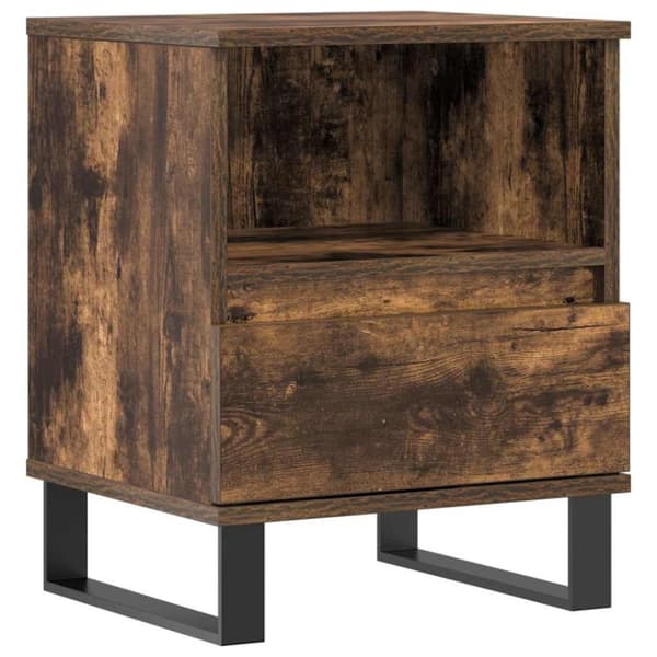 vidaXL Sängbord rökfärgad ek 40x35x50 cm konstruerat trä