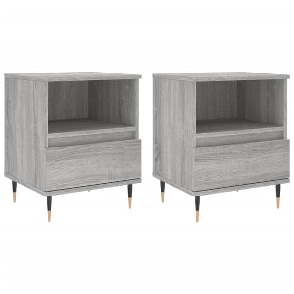vidaXL Yöpöydät 2 kpl harmaa Sonoma 40x35x50 cm tekninen puu