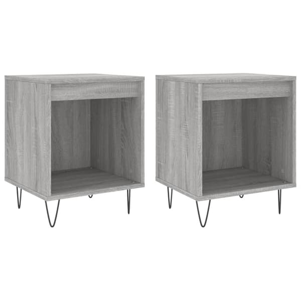 vidaXL sengeborde 2 stk. 40x35x50 cm konstrueret træ grå sonoma-eg