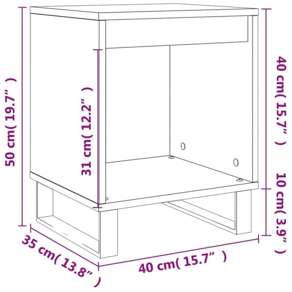 vidaXL sengeborde 2 stk. 40x35x50 cm konstrueret træ sort