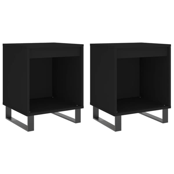 vidaXL sengeborde 2 stk. 40x35x50 cm konstrueret træ sort