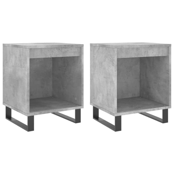 vidaXL sengeborde 2 stk. 40x35x50 cm konstrueret træ betongrå