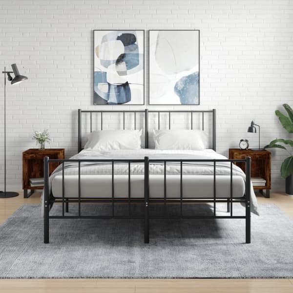vidaXL sengeborde 2 stk. 40x35x50 cm konstrueret træ røget egetræ