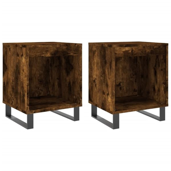 vidaXL sengeborde 2 stk. 40x35x50 cm konstrueret træ røget egetræ