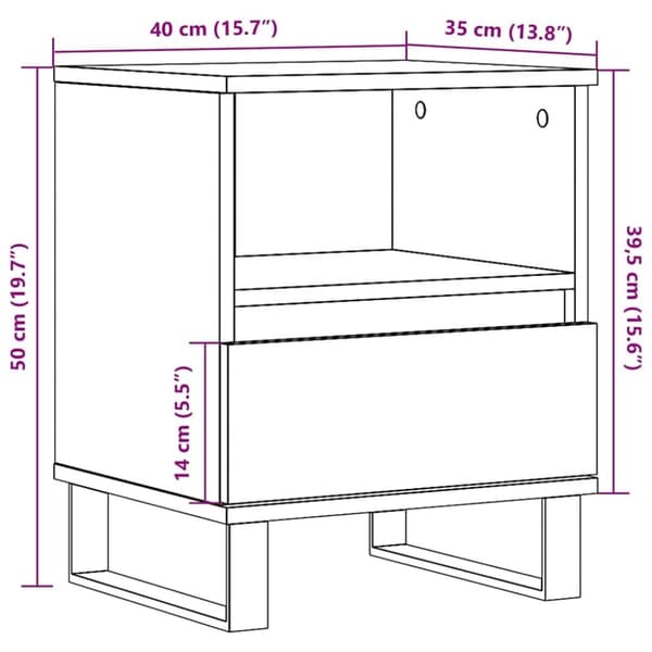 vidaXL Nattbord 2 stk sonoma eik 40x35x50 cm konstruert tre