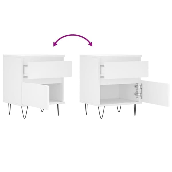vidaXL Nattbord 2 stk hvit 40x35x50 cm konstruert tre