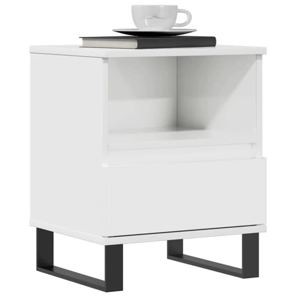 vidaXL Nattbord høyglans hvit 40x35x50 cm konstruert tre