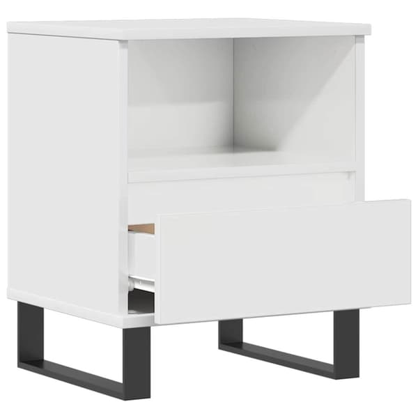 vidaXL Nattbord høyglans hvit 40x35x50 cm konstruert tre