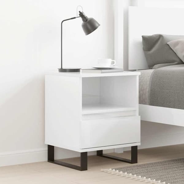 vidaXL Nattbord høyglans hvit 40x35x50 cm konstruert tre