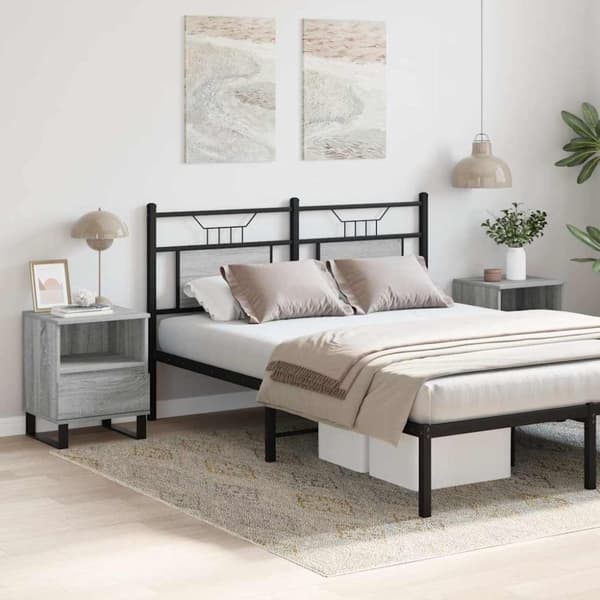 vidaXL sengeborde 2 stk. 40x35x50 cm konstrueret træ grå sonoma-eg