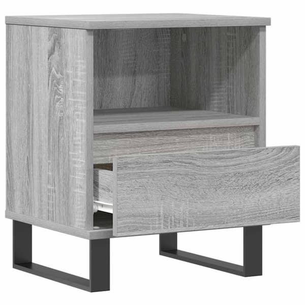 vidaXL sengeborde 2 stk. 40x35x50 cm konstrueret træ grå sonoma-eg