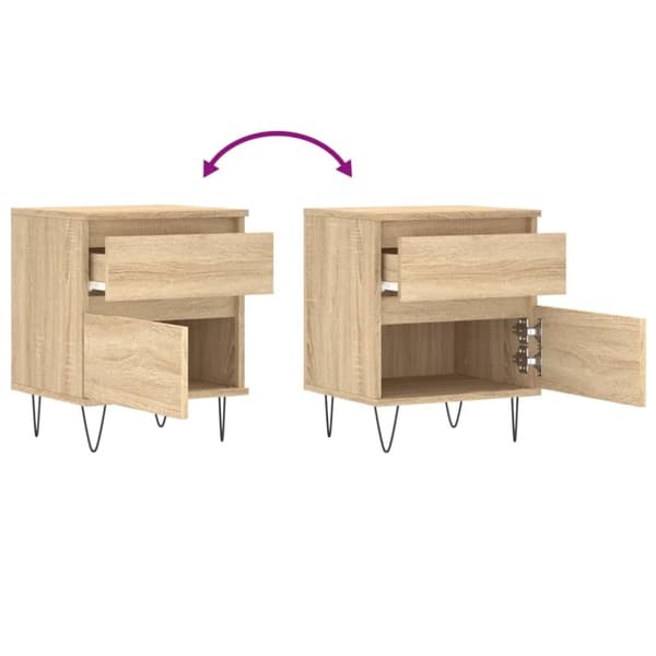 vidaXL sengeborde 2 stk. 40x35x50 cm konstrueret træ sonoma-eg