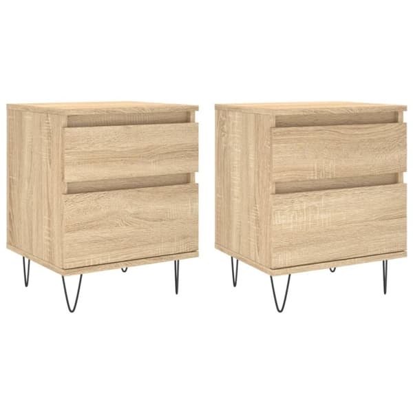 vidaXL sengeborde 2 stk. 40x35x50 cm konstrueret træ sonoma-eg