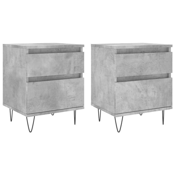 vidaXL Yöpöydät 2 kpl betoninharmaa 40x35x50 cm tekninen puu