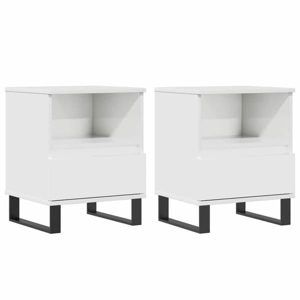 vidaXL sengeskabe 2 stk. 40x35x50 cm konstrueret træ hvid højglans