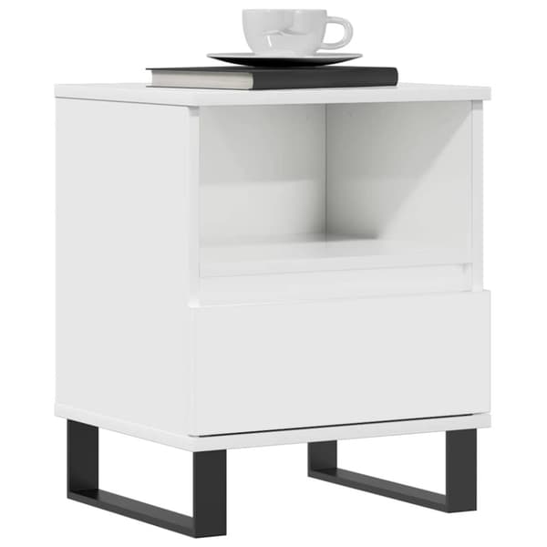vidaXL sengeskabe 2 stk. 40x35x50 cm konstrueret træ hvid højglans